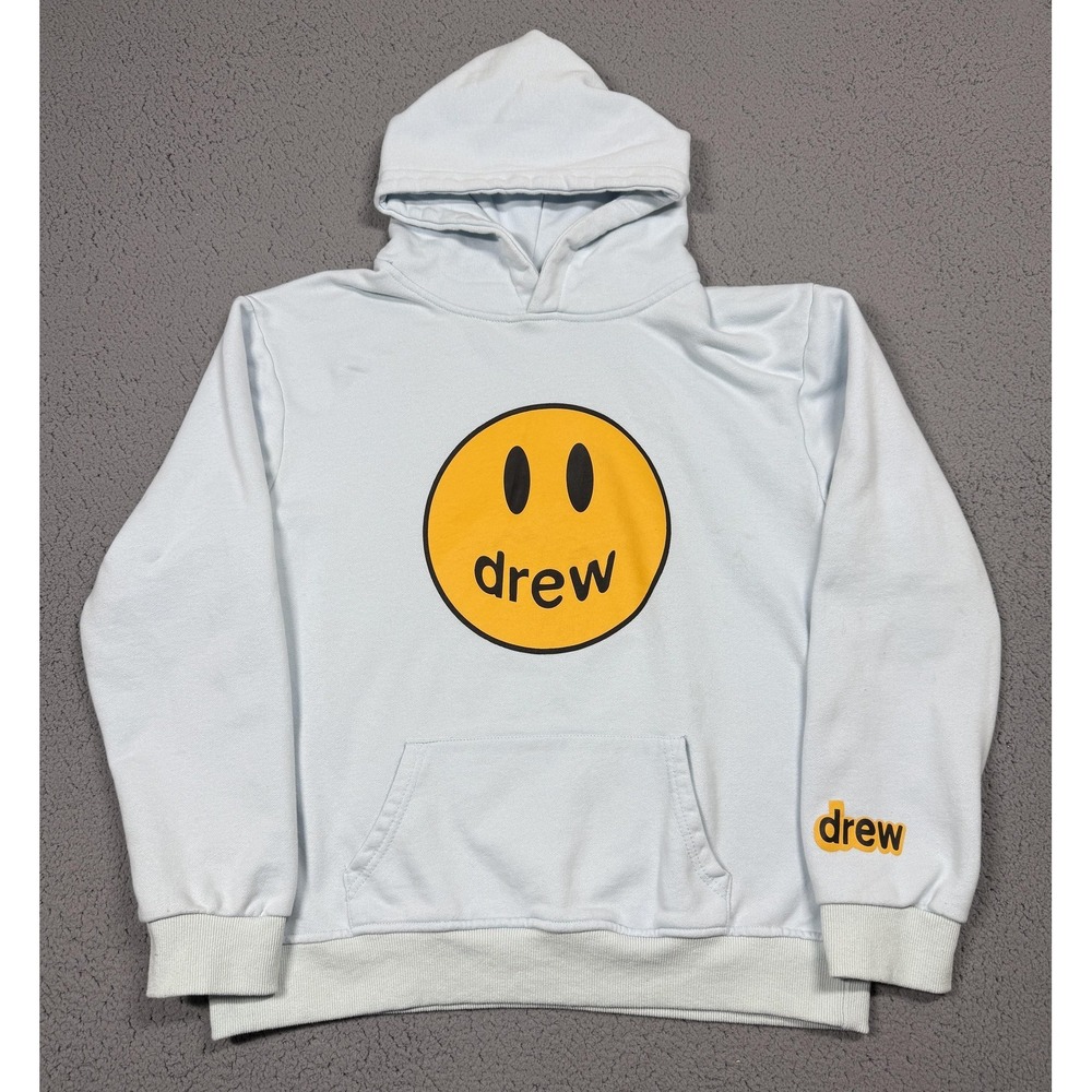 Drew Skate House Hoodie Mens Large Blue Pullover Fleece Smile Logo Graphic